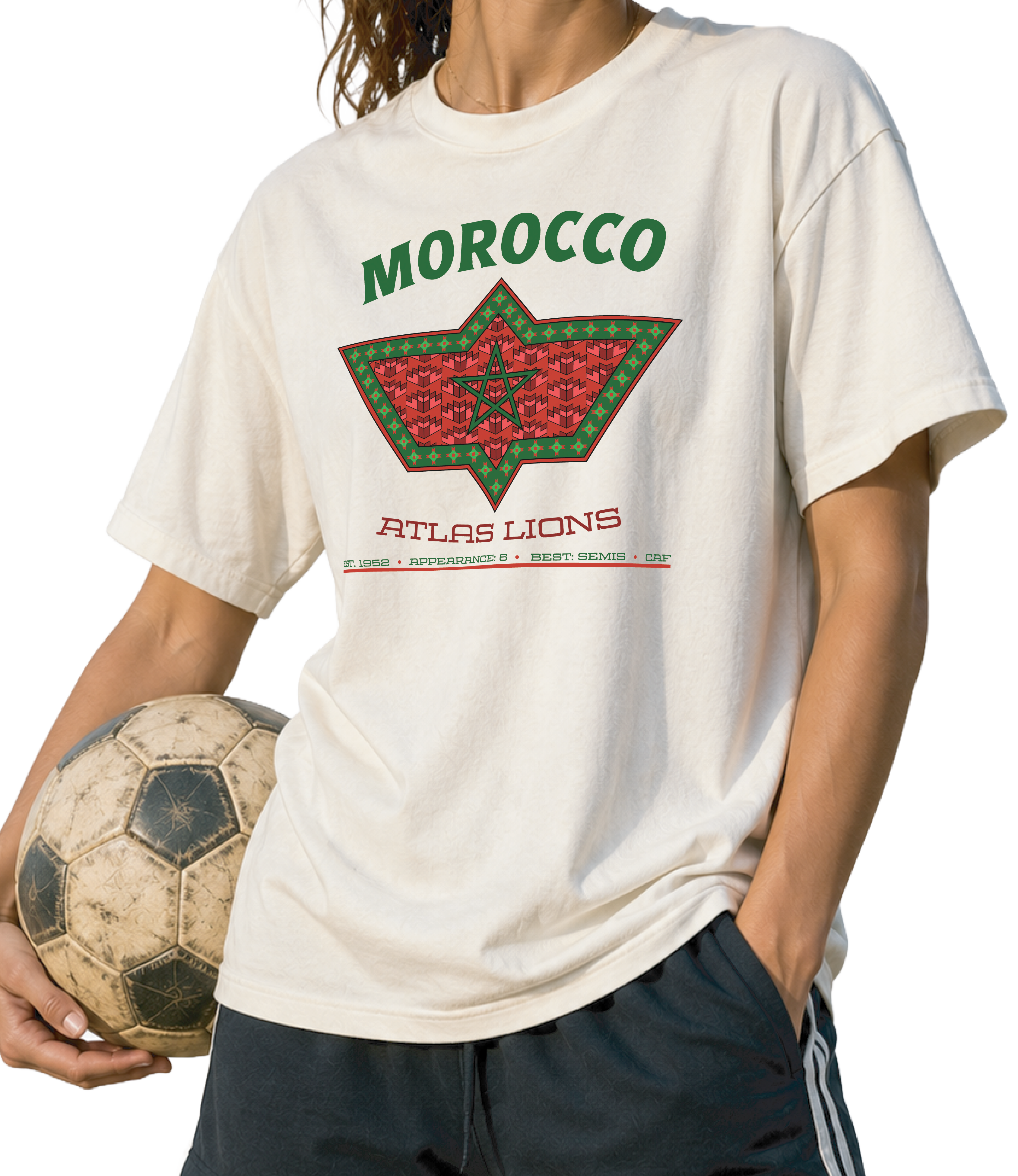 Front - Morocco - Atlas Lions Graphic T-Shirt